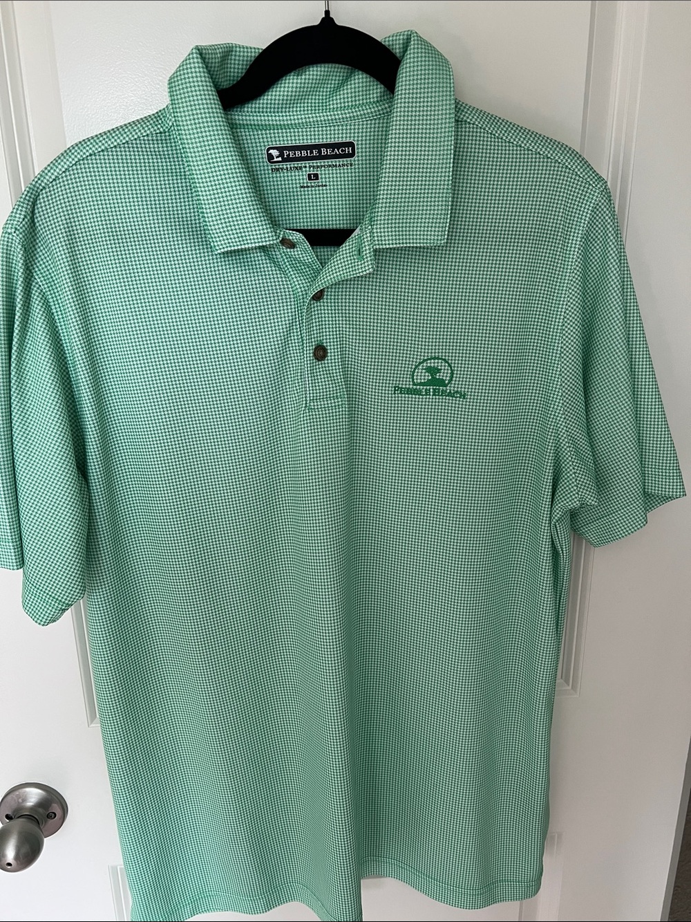 Pebble Beach Men’s Mint Green Micro-Check Polo